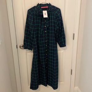 Bow Housecoat Shop Buru Navy & Green Windowpane